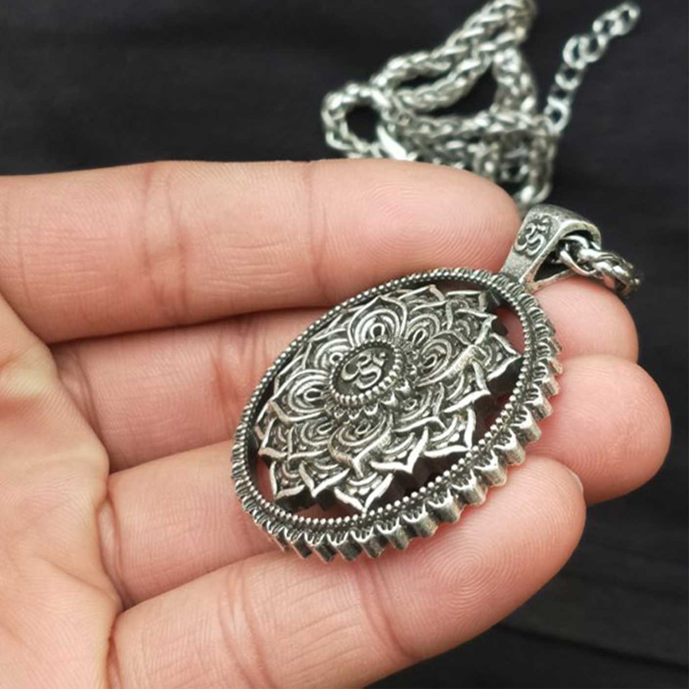 Mandala Spirituality Lotus Pendant Necklace