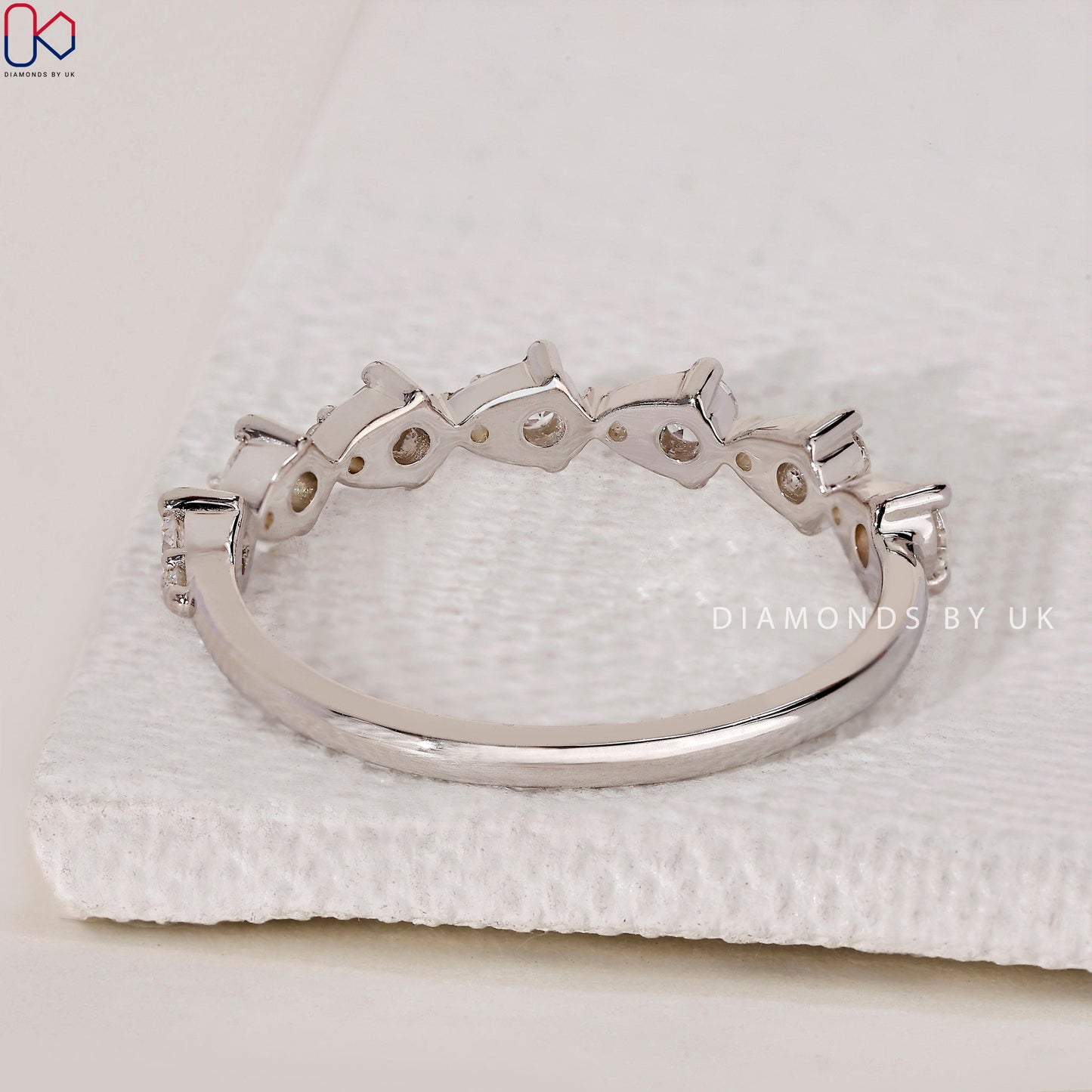 Half Eternity Wedding Band – Pear Shaped Outline