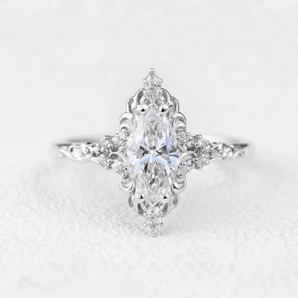 Josephine’s Coronet | 1CT Marquise Diamond Filigree Engagement Ring