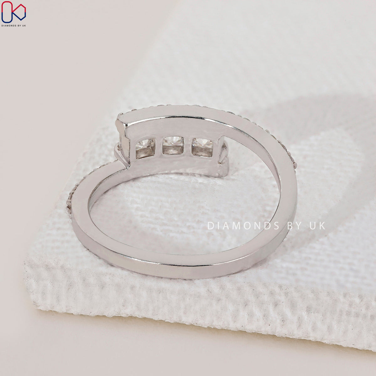 Three Diamond Princess Cut Wedding Band