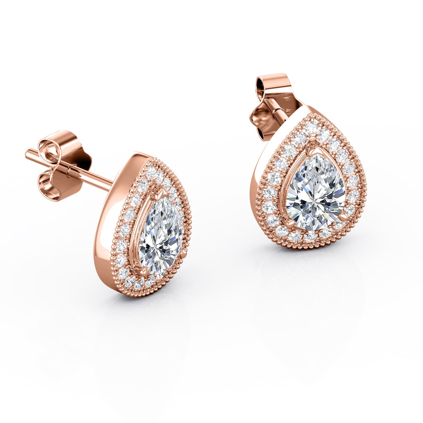 Milgrain Set Moissanite and Diamond Stud Earrings