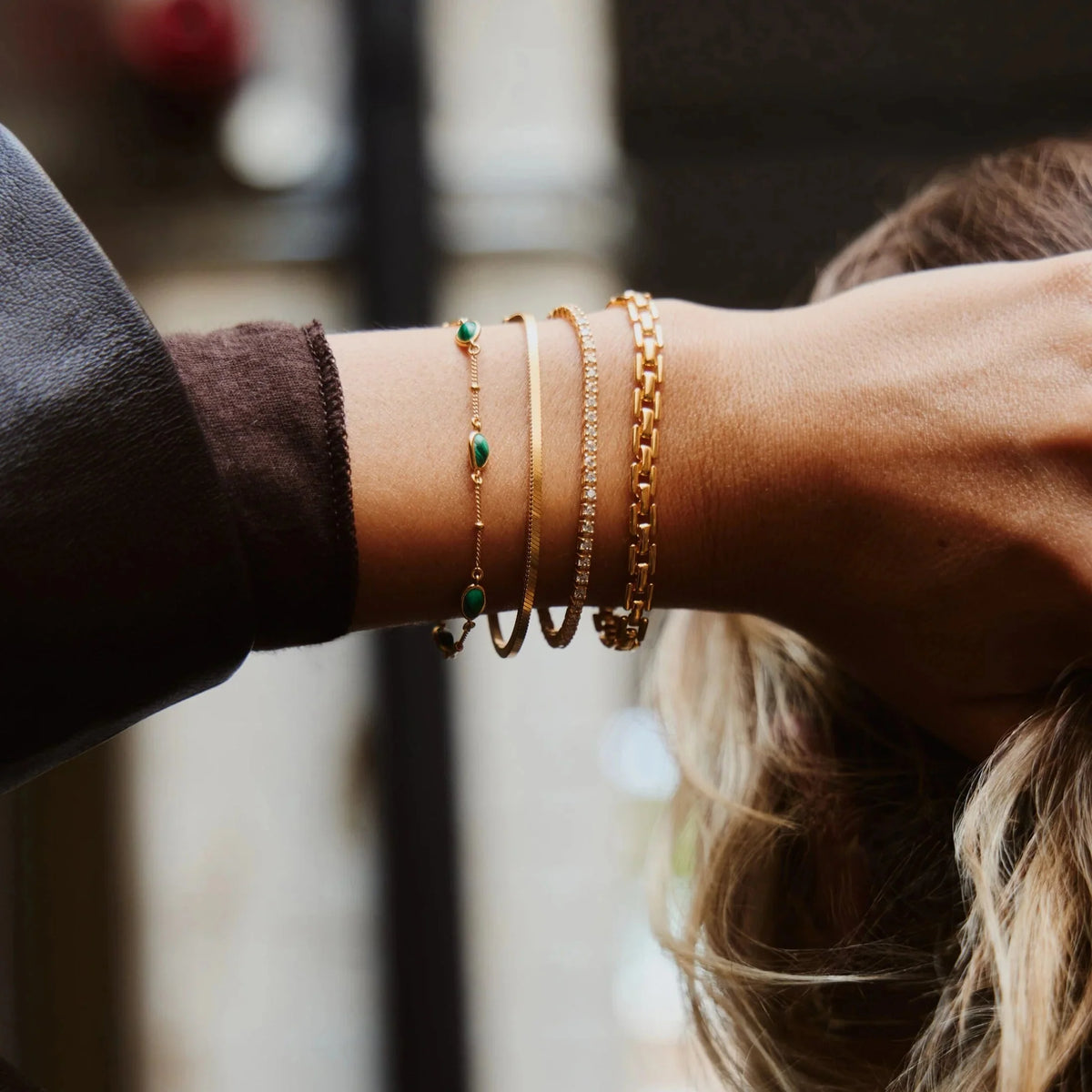 18K Gold Vermeil Square Snake Chain Bracelet