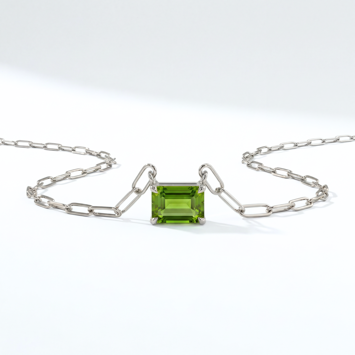The Gemstone Paperclip Necklace | Peridot