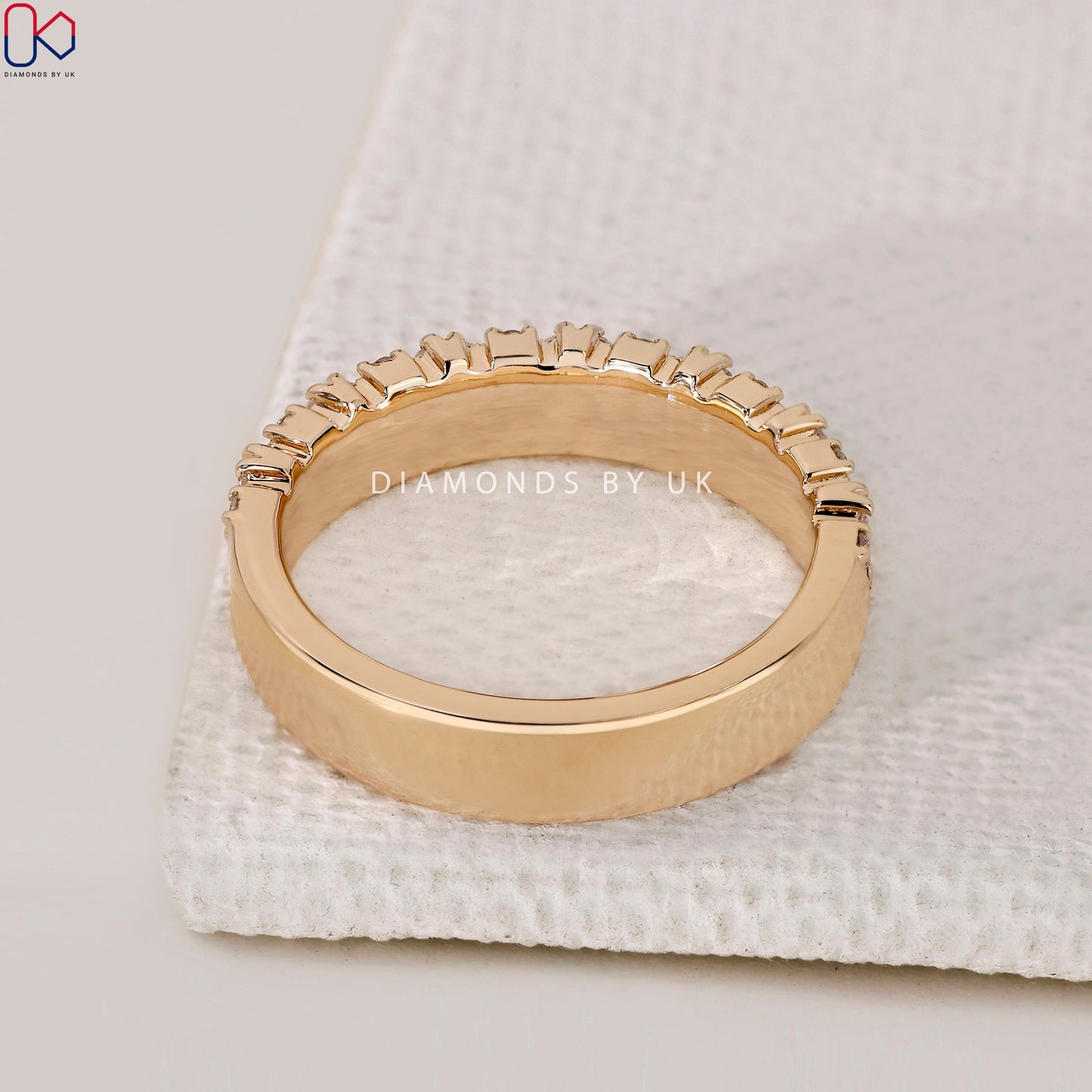 Marquise And Round Diamond Bezel Set Wedding Band