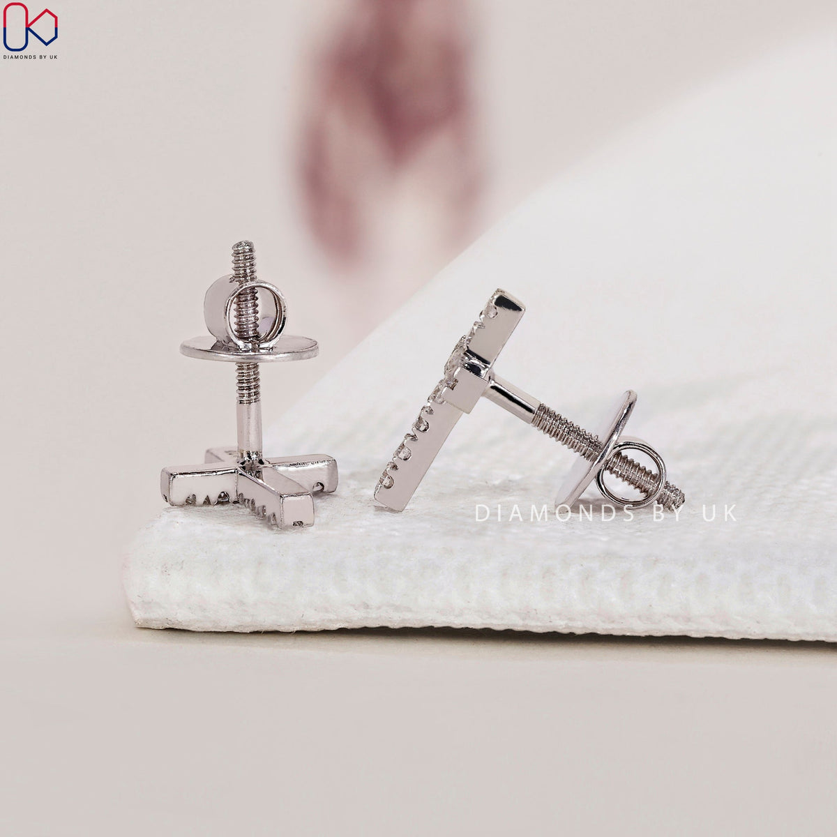 Diamond Cross Earrings - Round Cut
