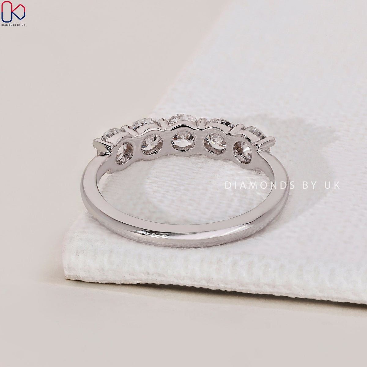 5 Stone Diamond Wedding Band – White Gold