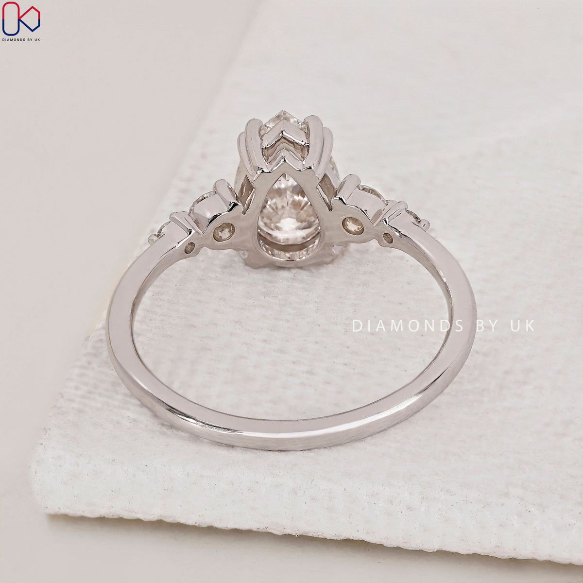 Pear Diamond Engagement Ring - 5 Stone