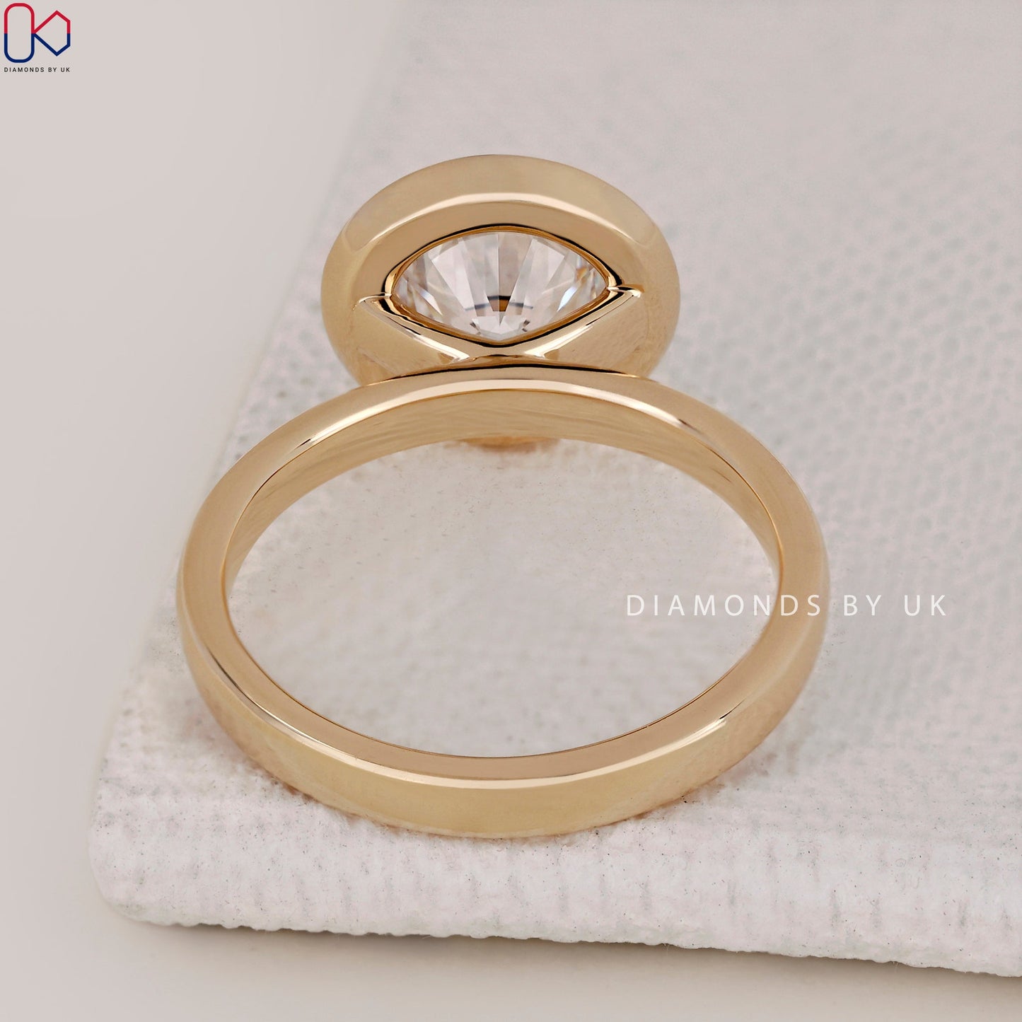 Bezel Set Diamond Ring - Round Cut Diamond