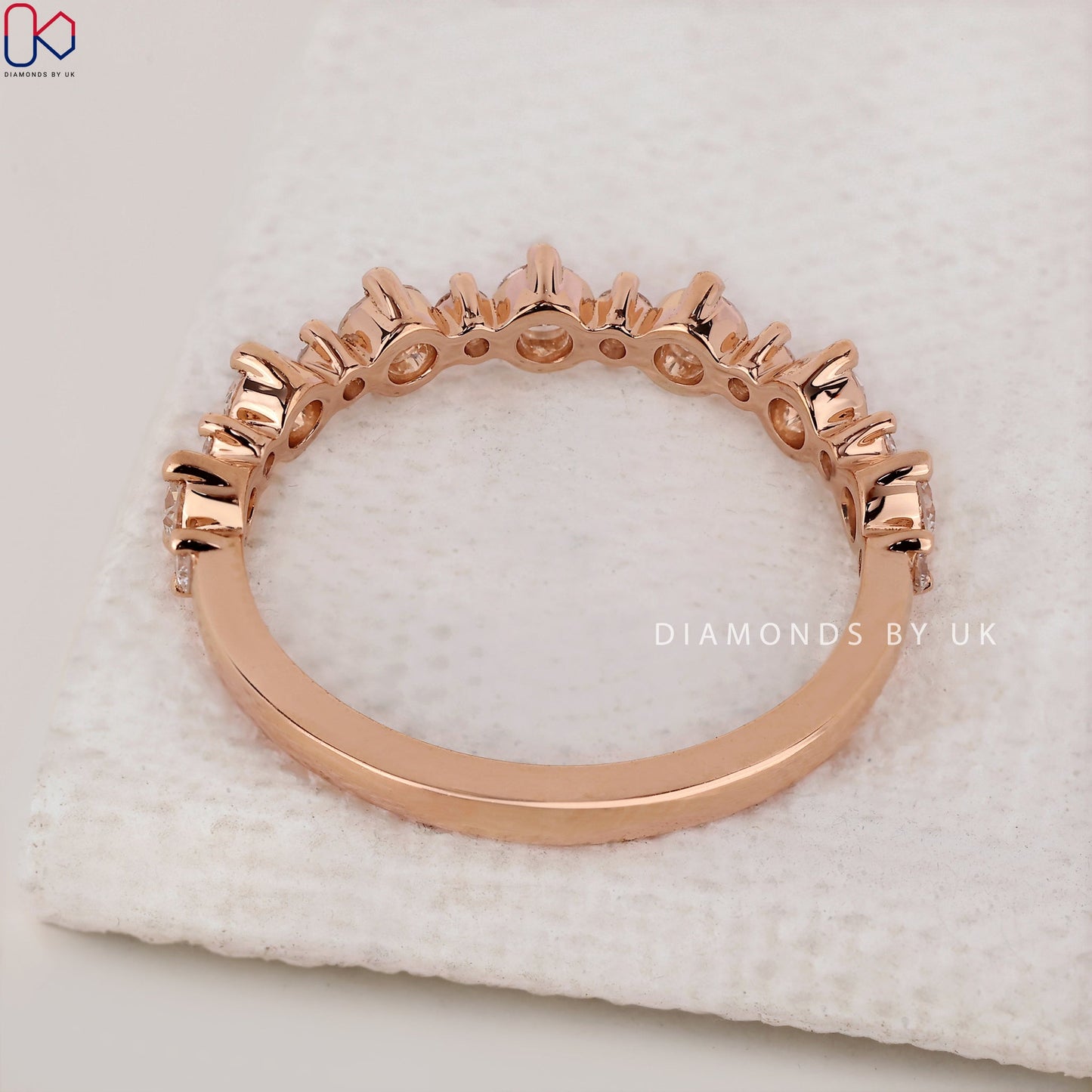 Rose Gold Wedding Band - Half Eternity