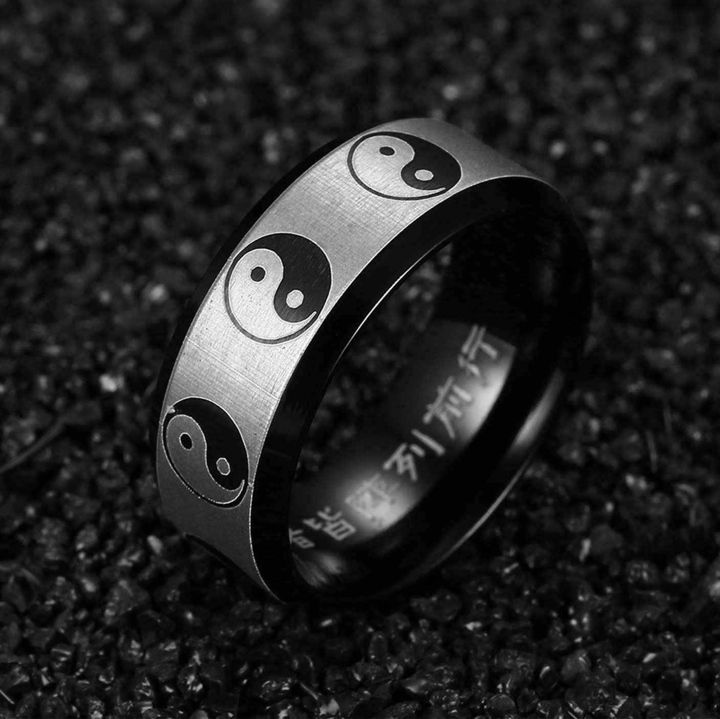 Custom Yin Yang Ring With Chinese Engravings