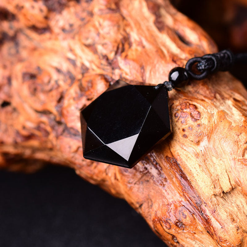 Six-Pointed Star Black Obsidian Protection Necklace