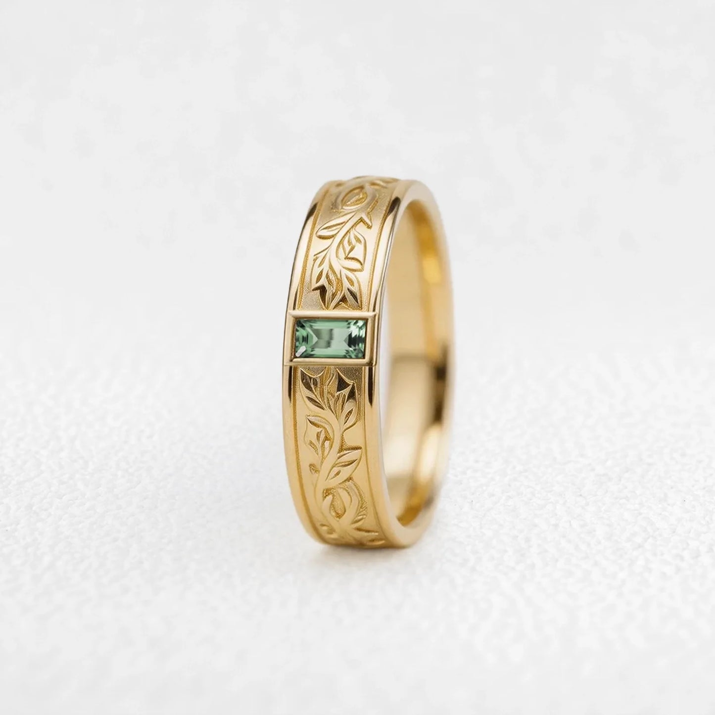 Orion’s Keystone | Baguette Green Sapphire Men’s Band