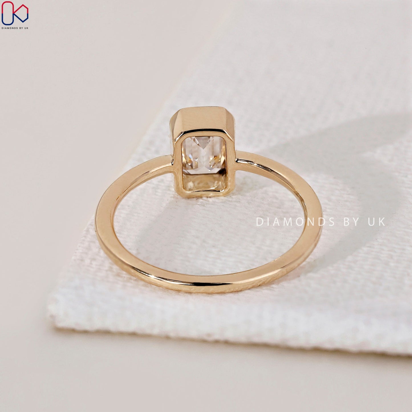 Emerald Cut Diamond Ring - Bezel Setting