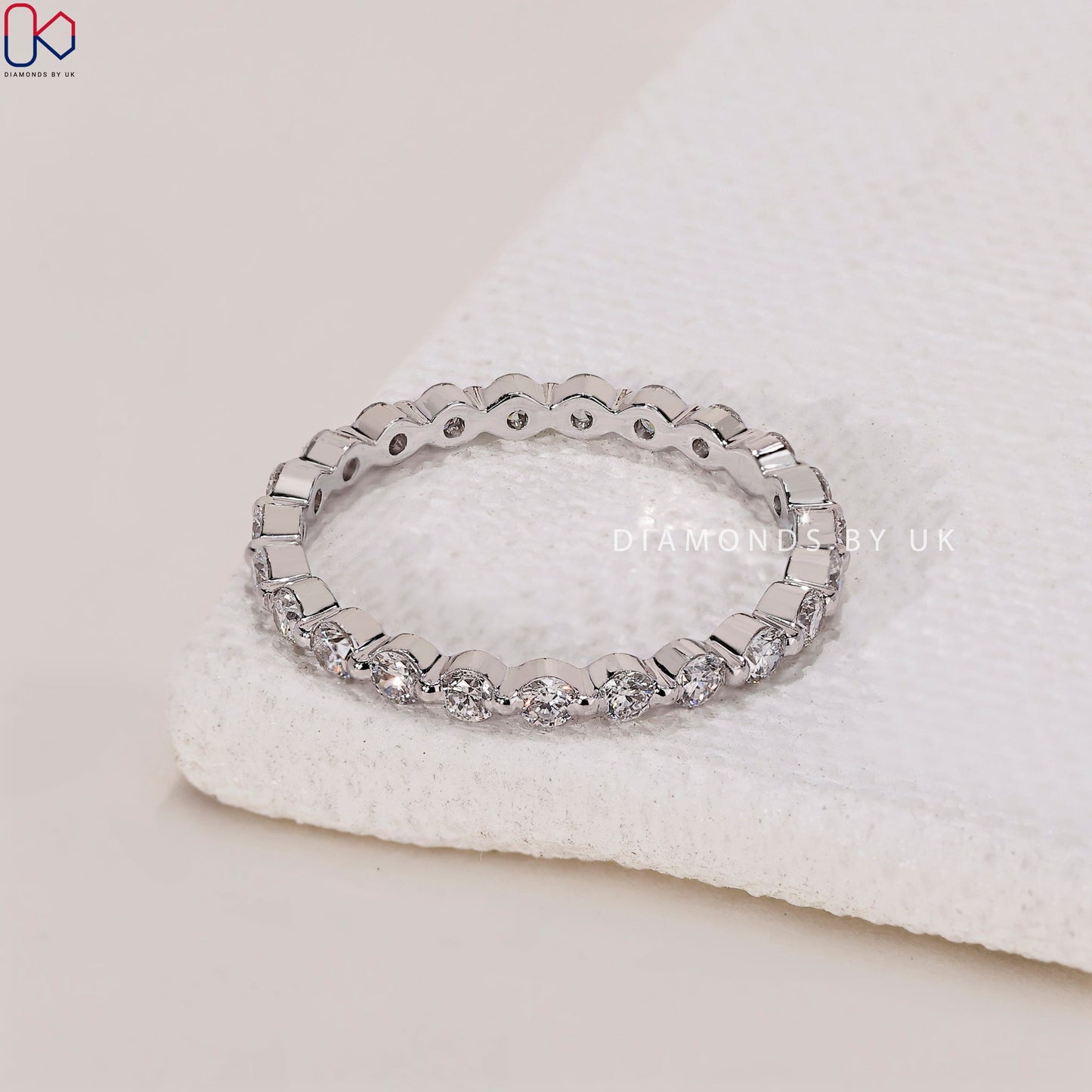 White Gold Eternity Band – Round Diamonds
