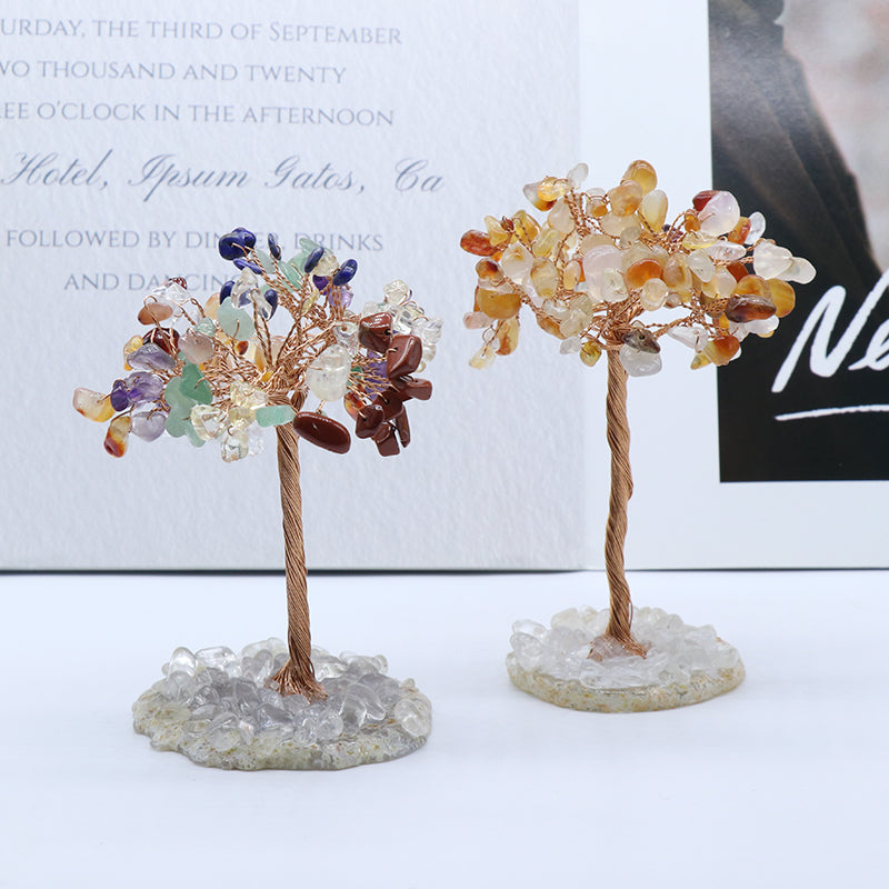 Crystal Tree of Life Decor - Home Feng Shui Decor - Natural Gemstone Bonsai Tree Figurine - New!