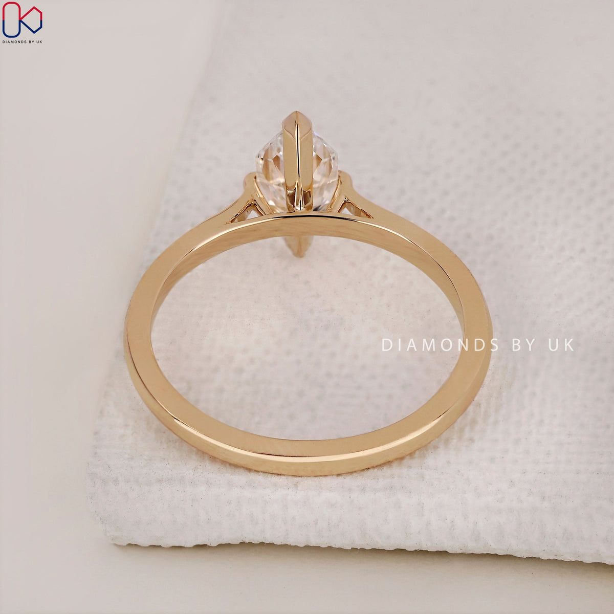 Dutch Marquise Engagement Ring - Pinched Shank Solitaire