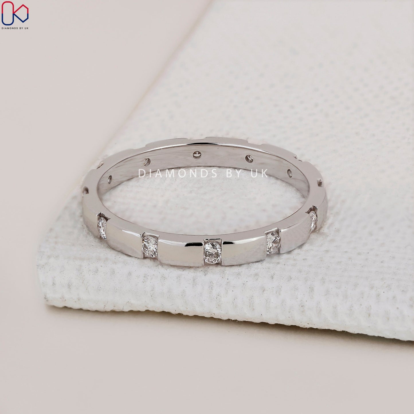 Round Diamond Gypsy Setting Wedding Band