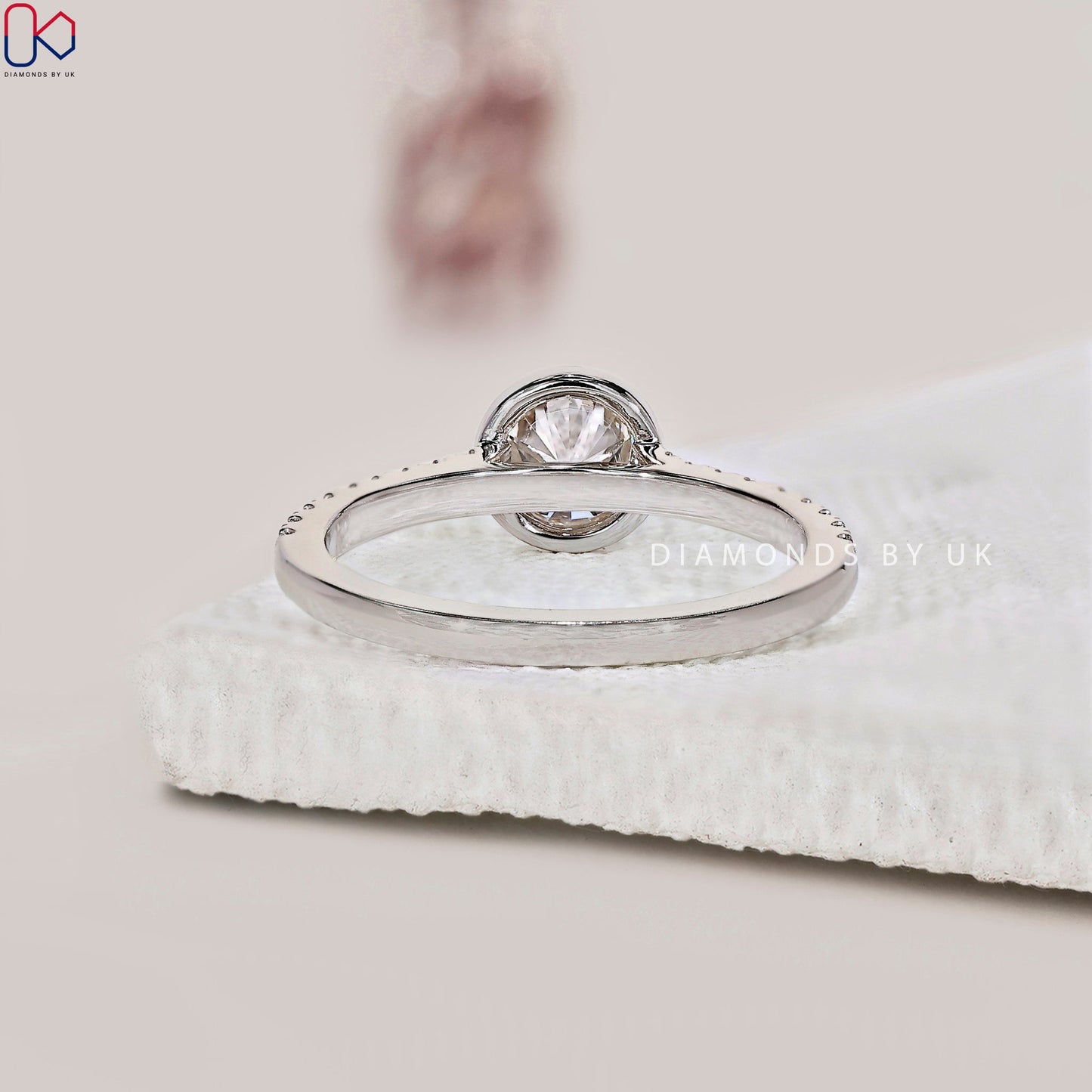 Bezel Round Diamond Ring In White Gold