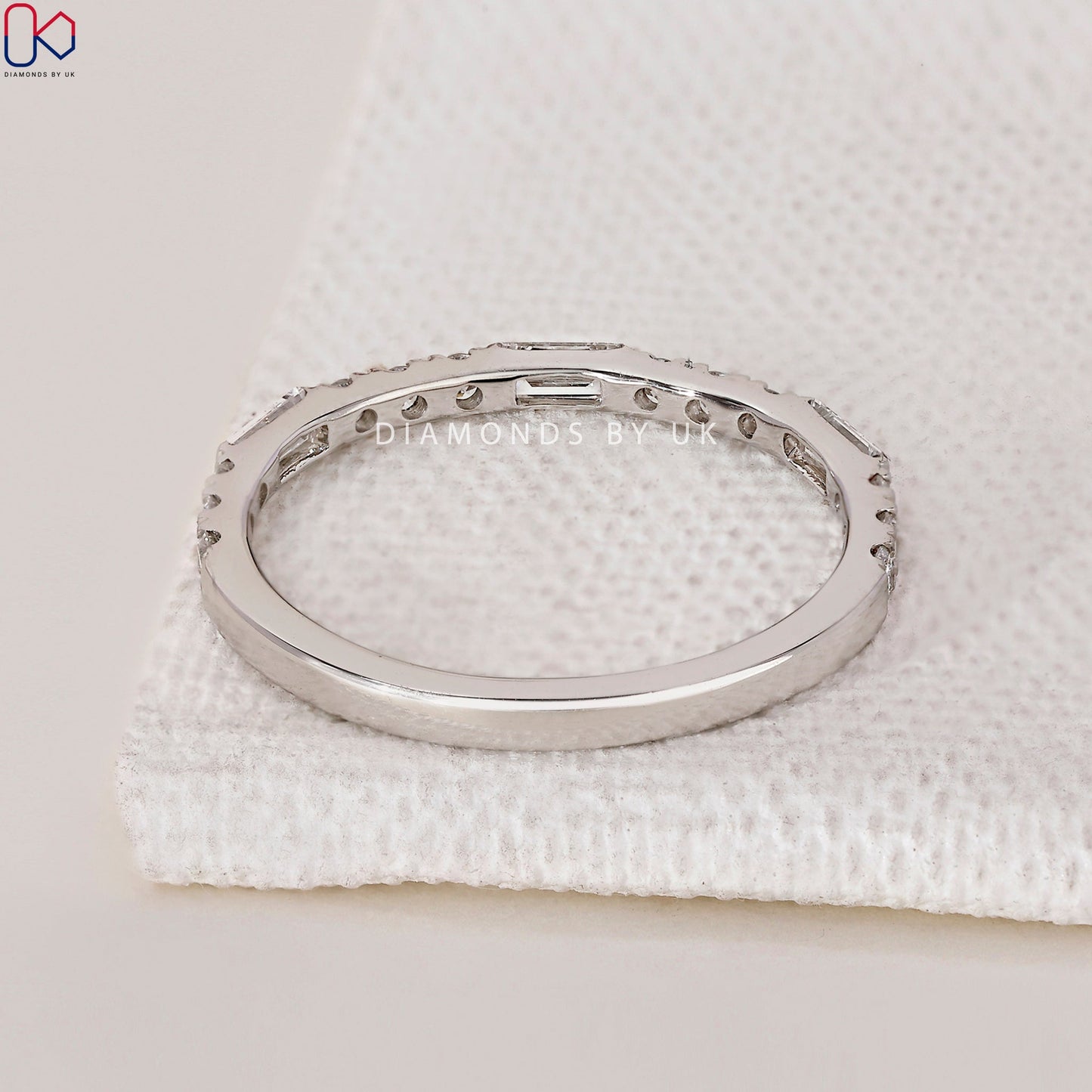 Half Eternity Baguette And Round Wedding Band