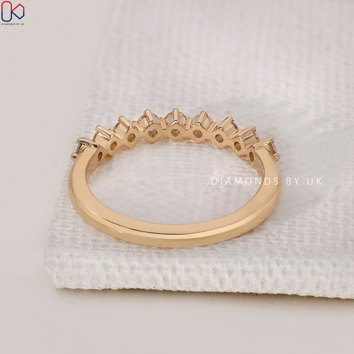 Yellow Gold Round Diamond Half Eternity Band