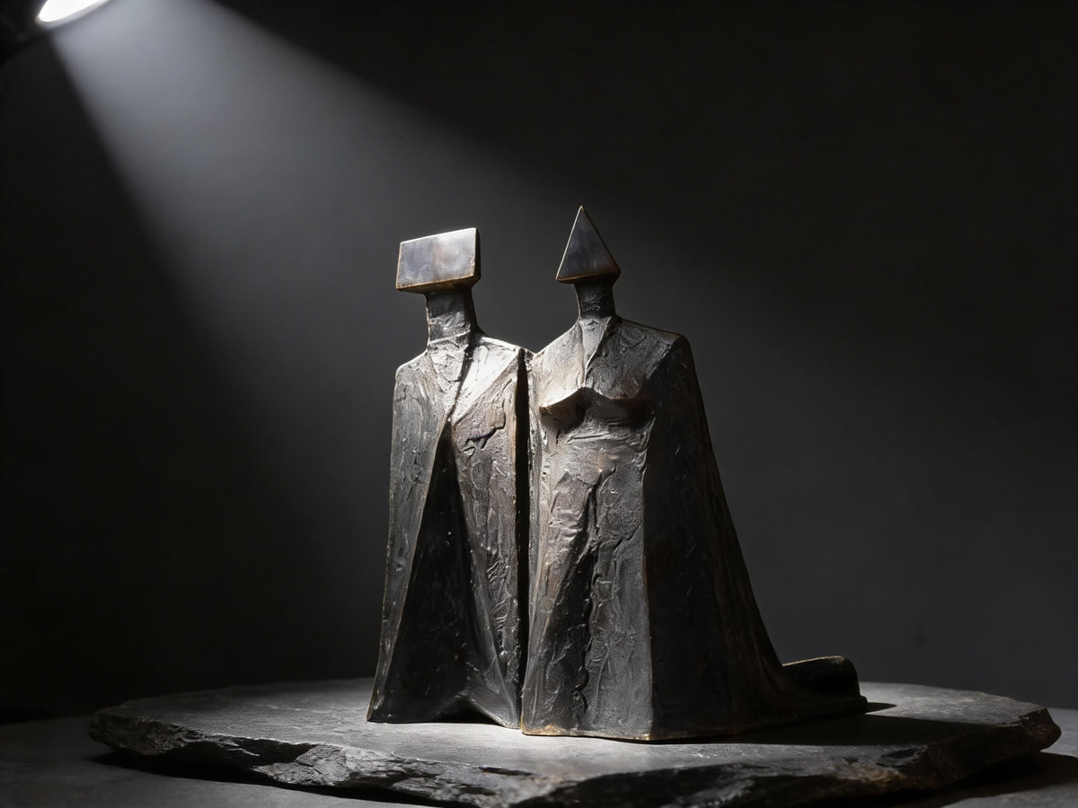 Abstract Cloaked Figures Bronze Sculpture