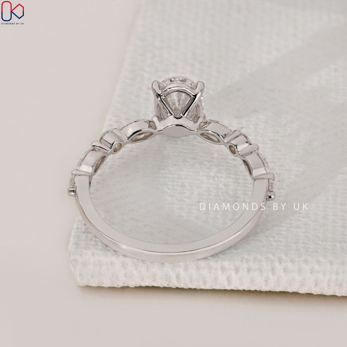 Oval Diamond Engagement Ring In White Gold