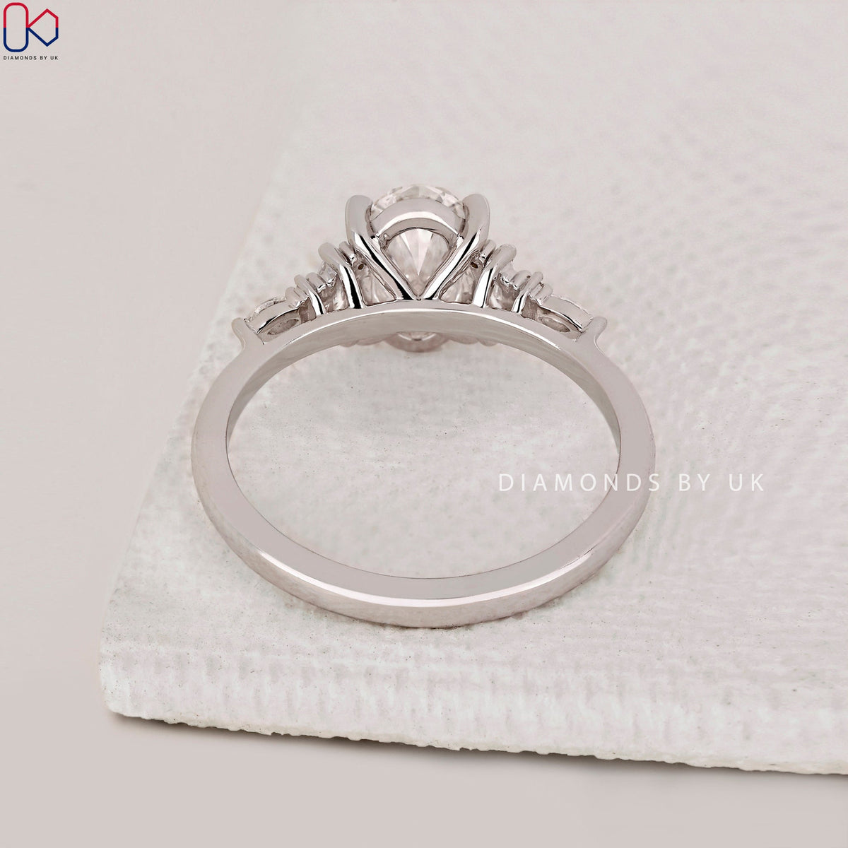 Oval Shape Engagement Ring - White Gold