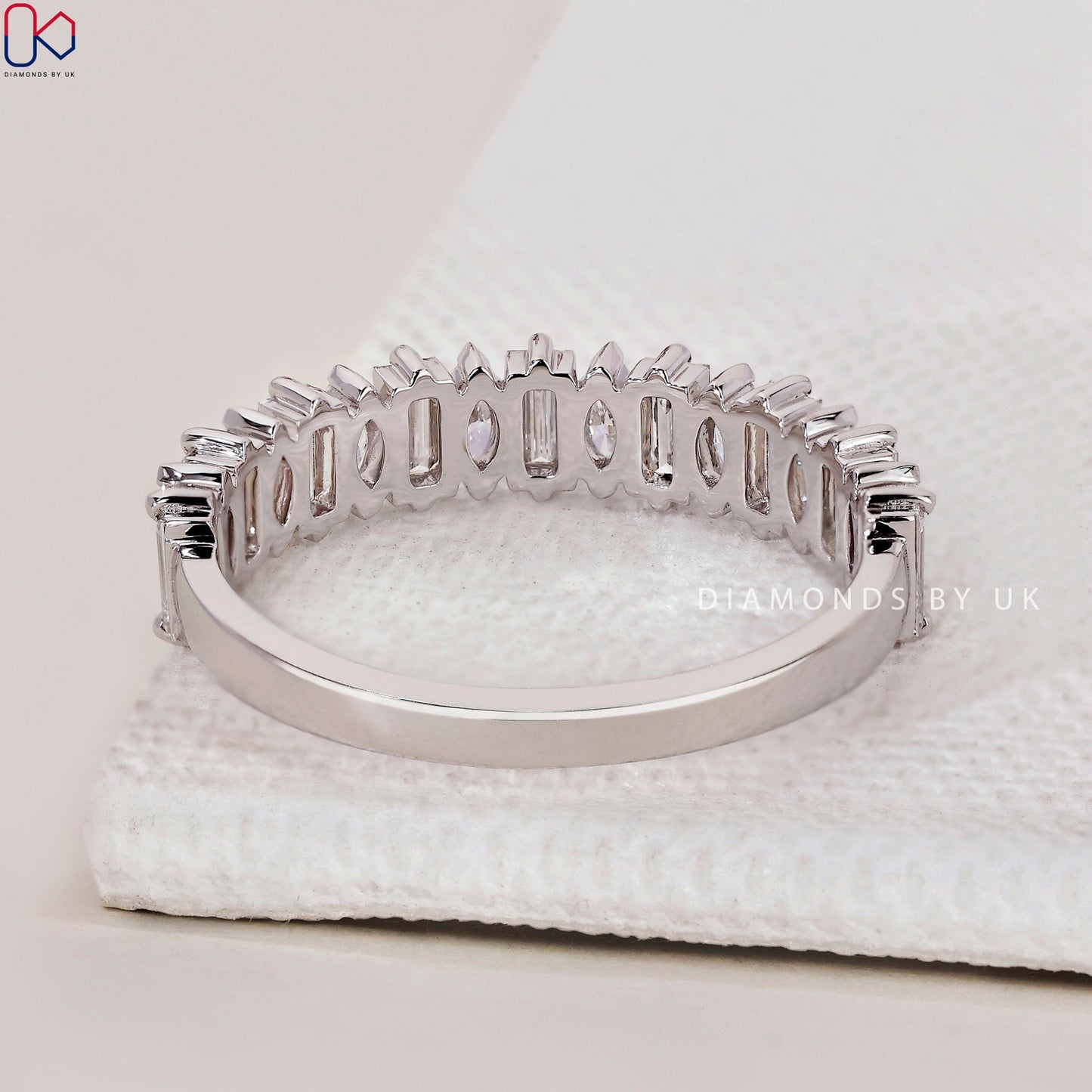 Diamond Half Eternity Band – Baguette and Marquise Diamonds