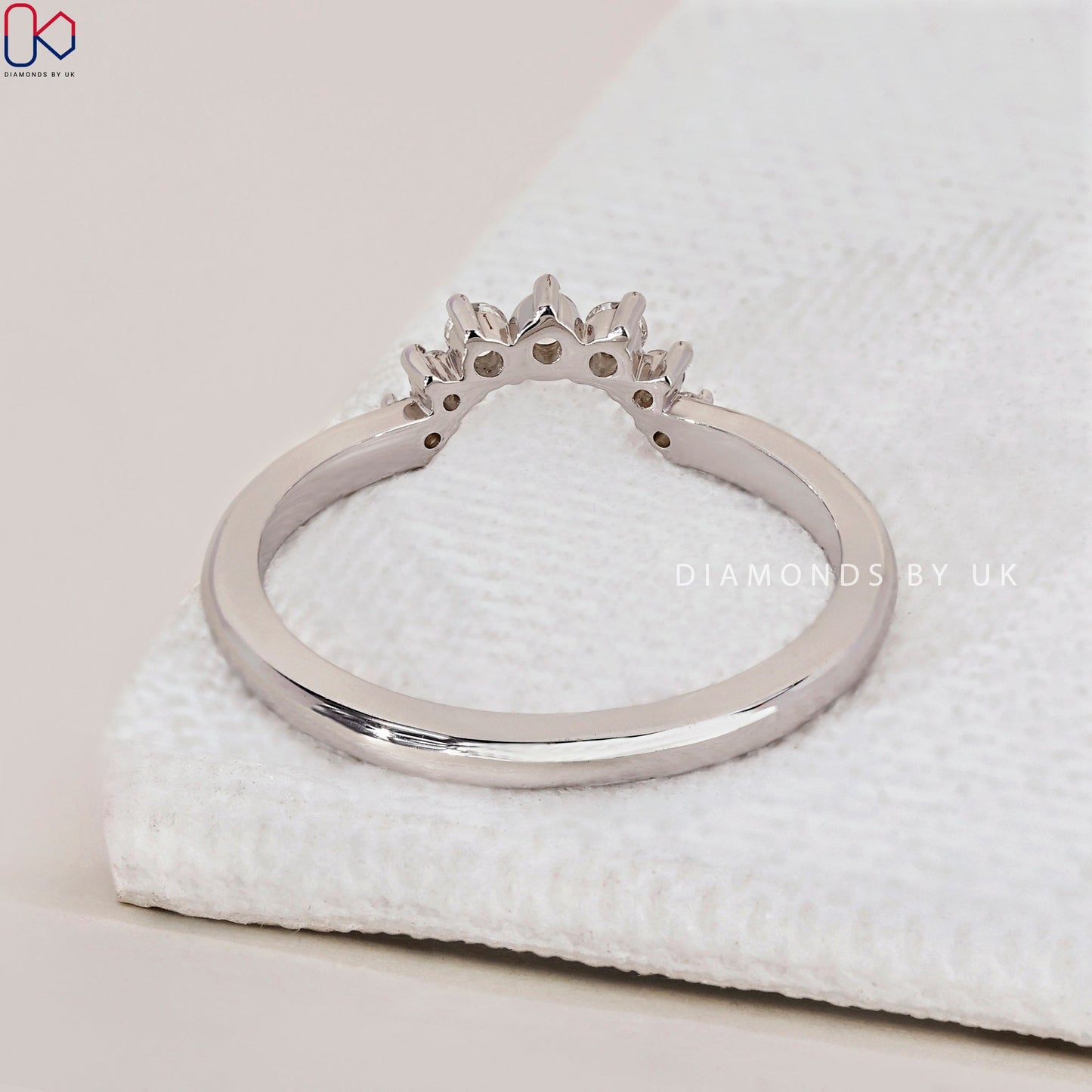 U Shaped Wedding Band - Round Diamonds