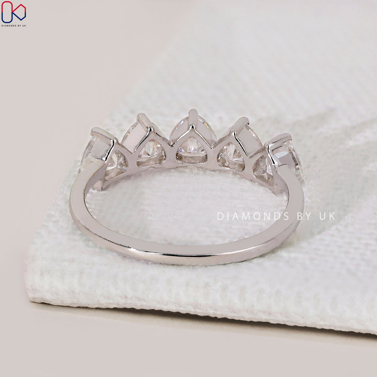 Five Stone Heart Shaped Diamond Band