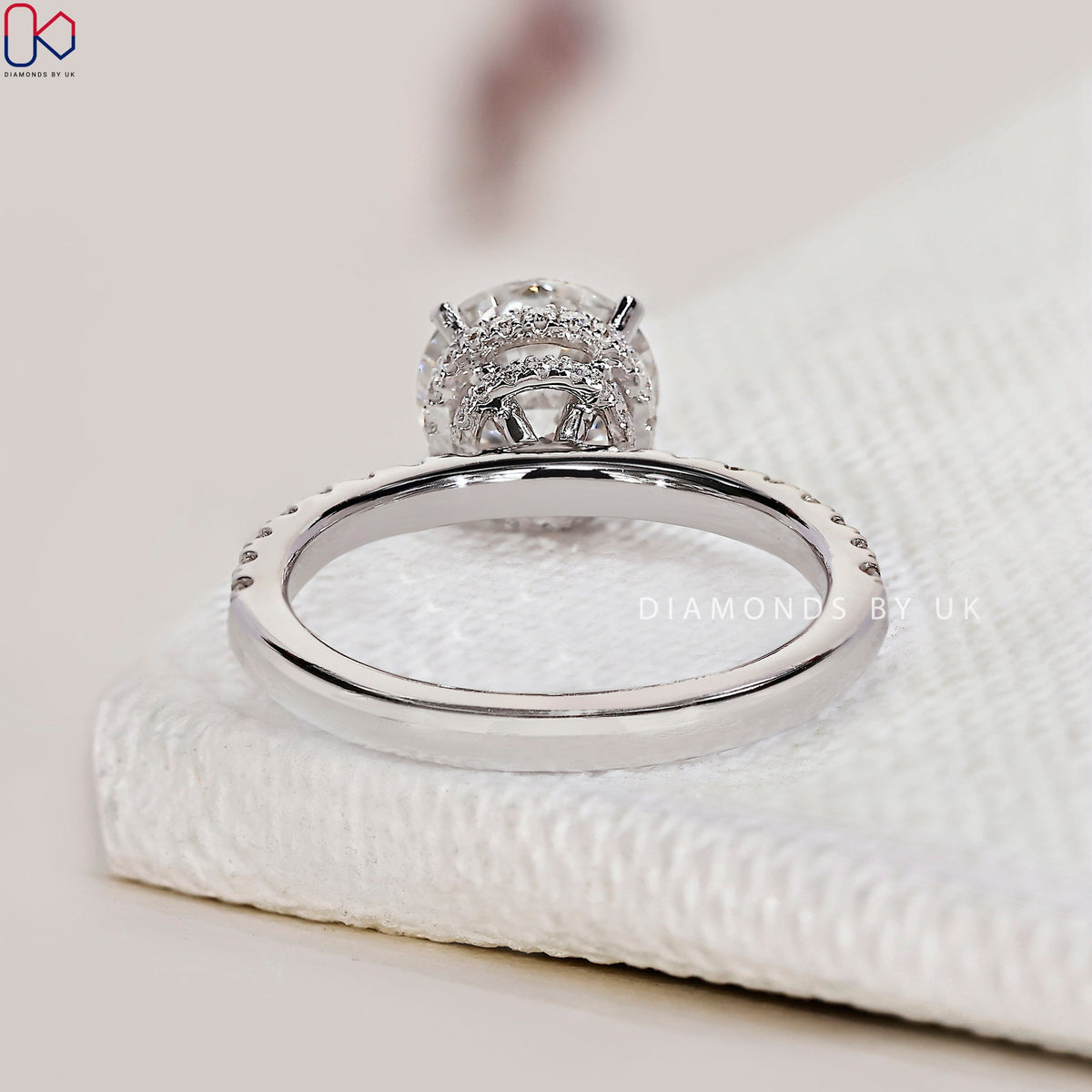 Round Diamond Double Hidden Halo Engagement Ring