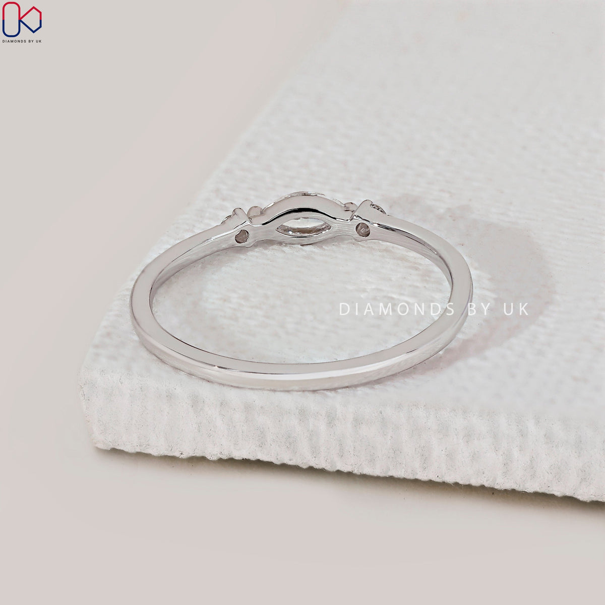 3 Stone Diamond Wedding Band In White Gold