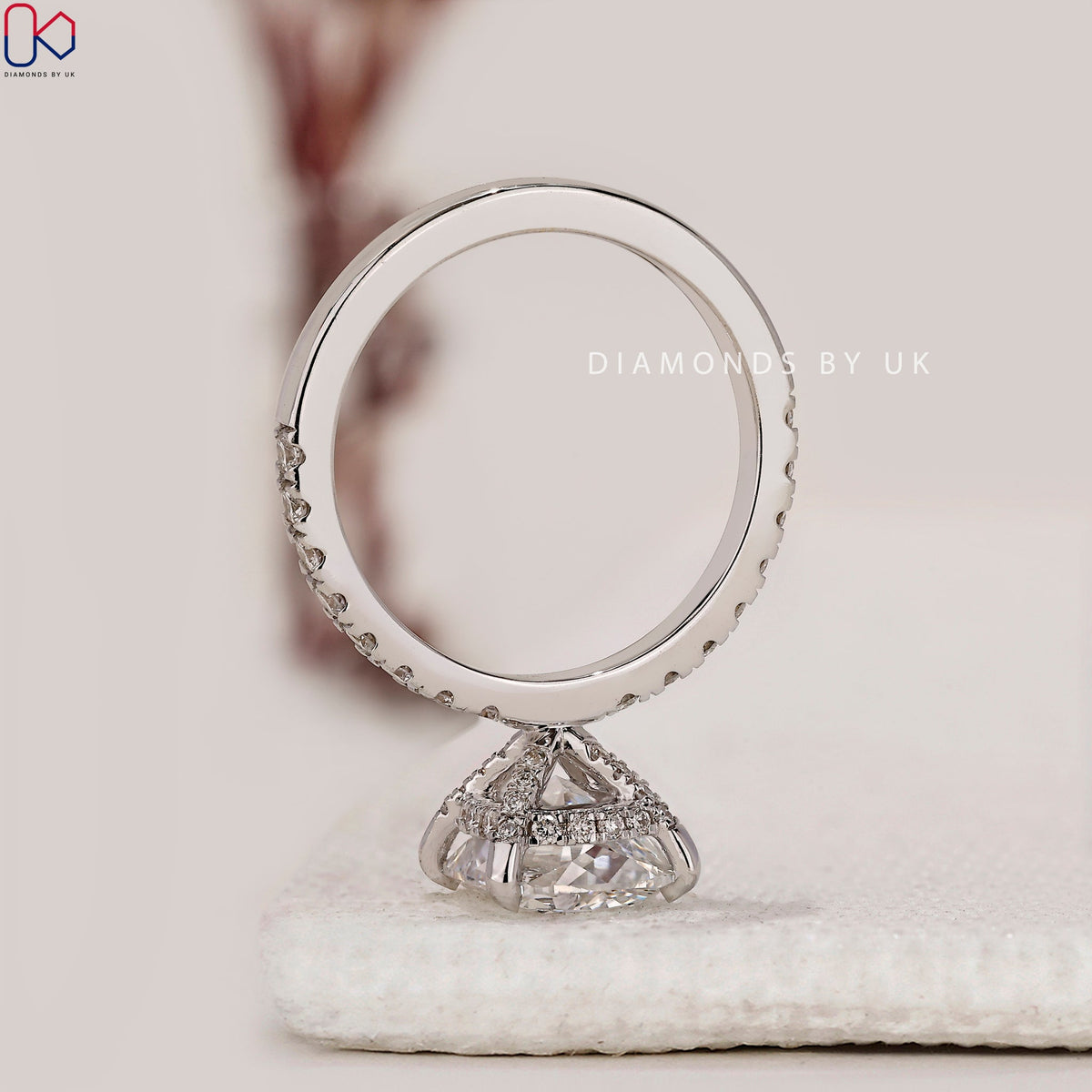 Cushion Cut Engagement Ring With Hidden Halo Style