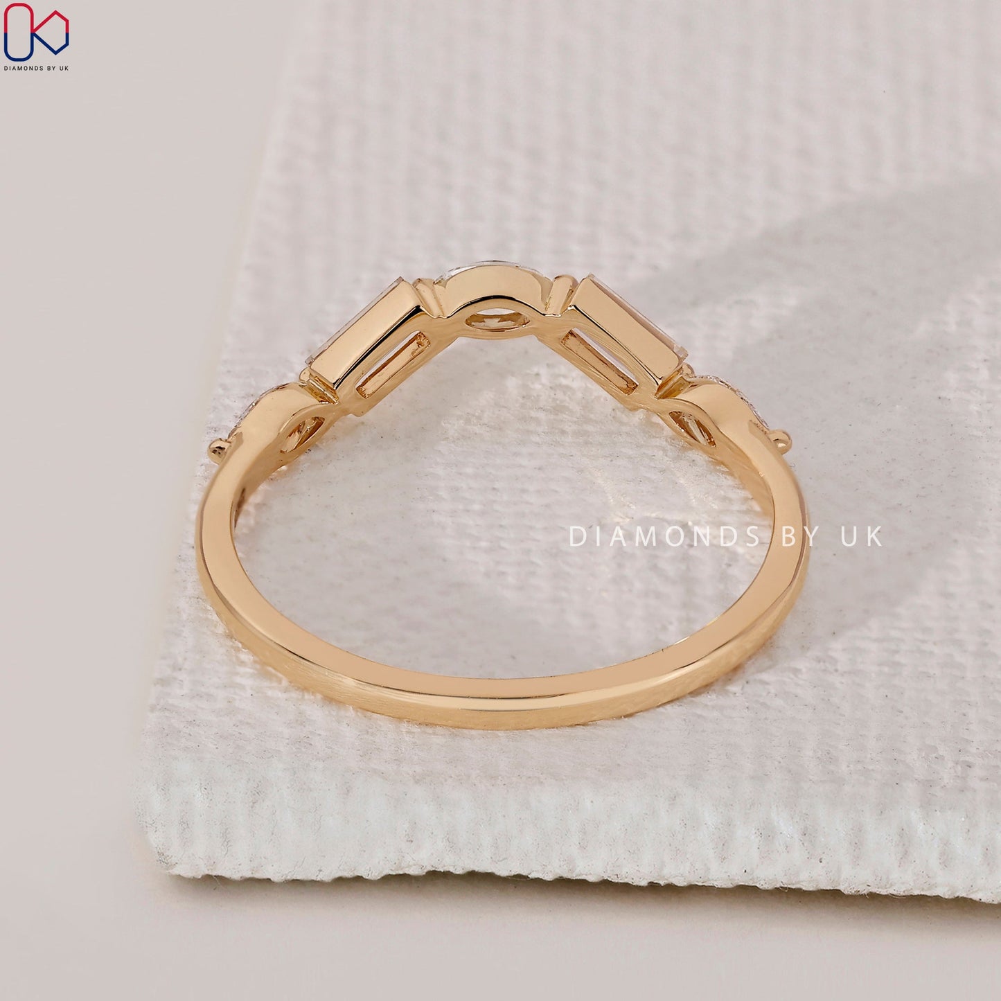 Marquise And Baguette Shared Prong Wedding Band