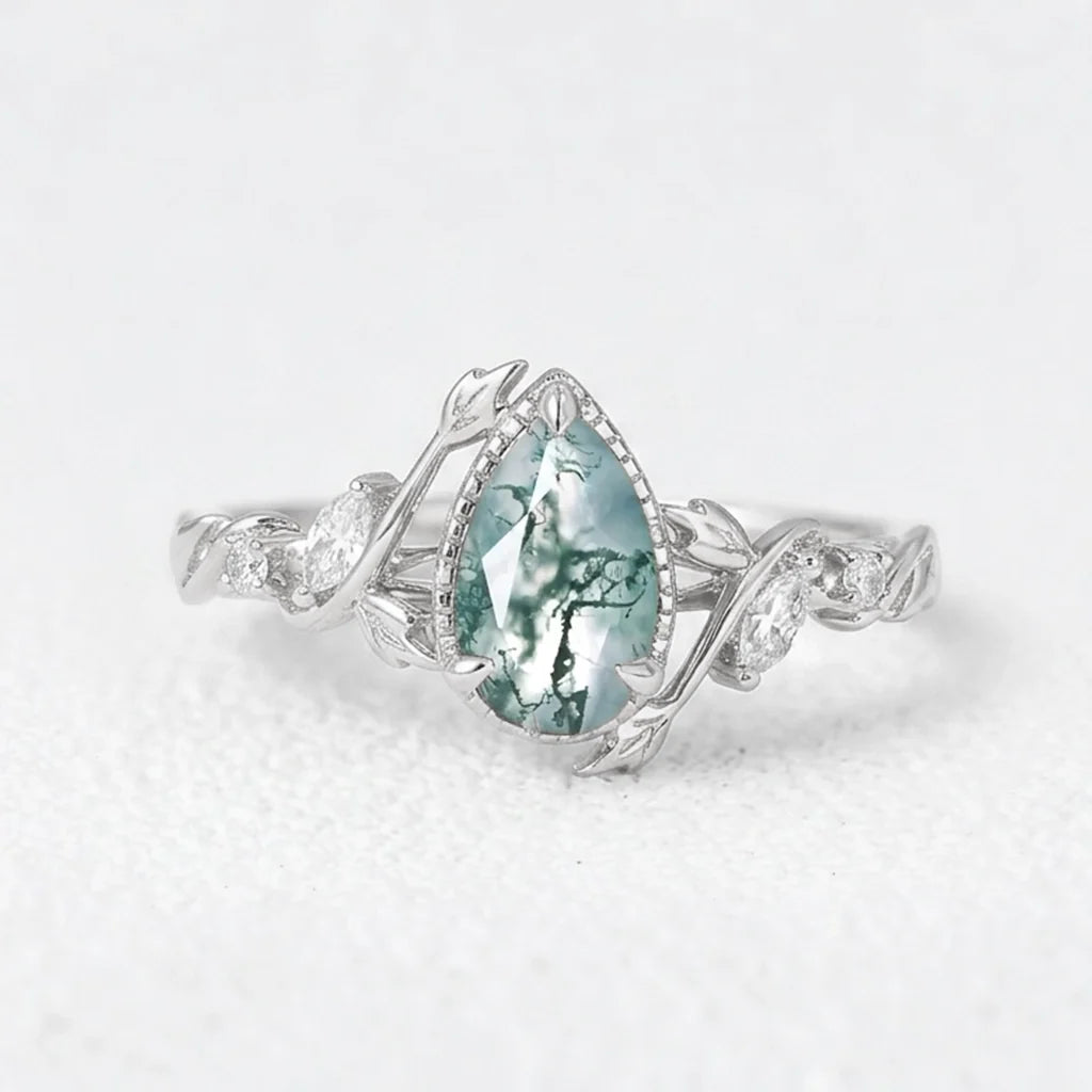 Hazel’s Thicket | Moss Agate Engagement Ring