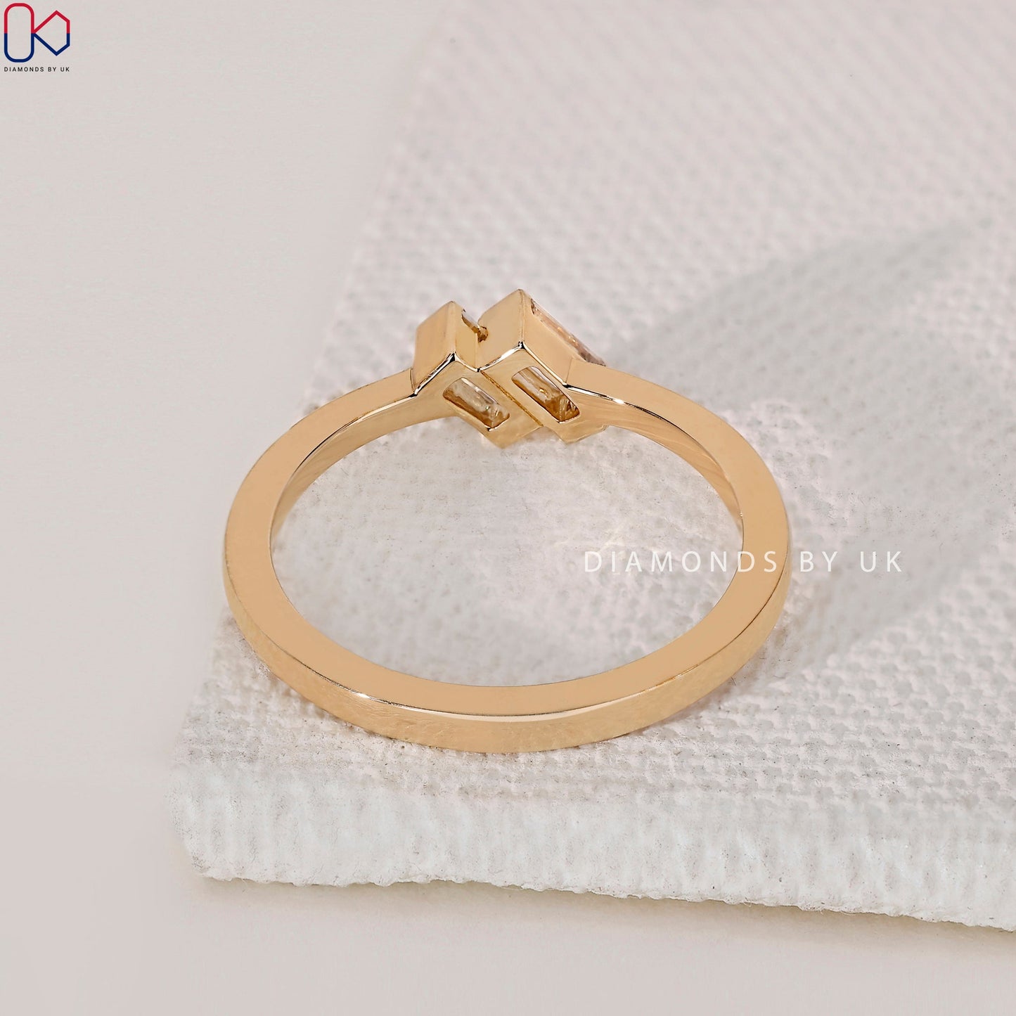 Baguette Cut 2 Diamond Engagement Ring