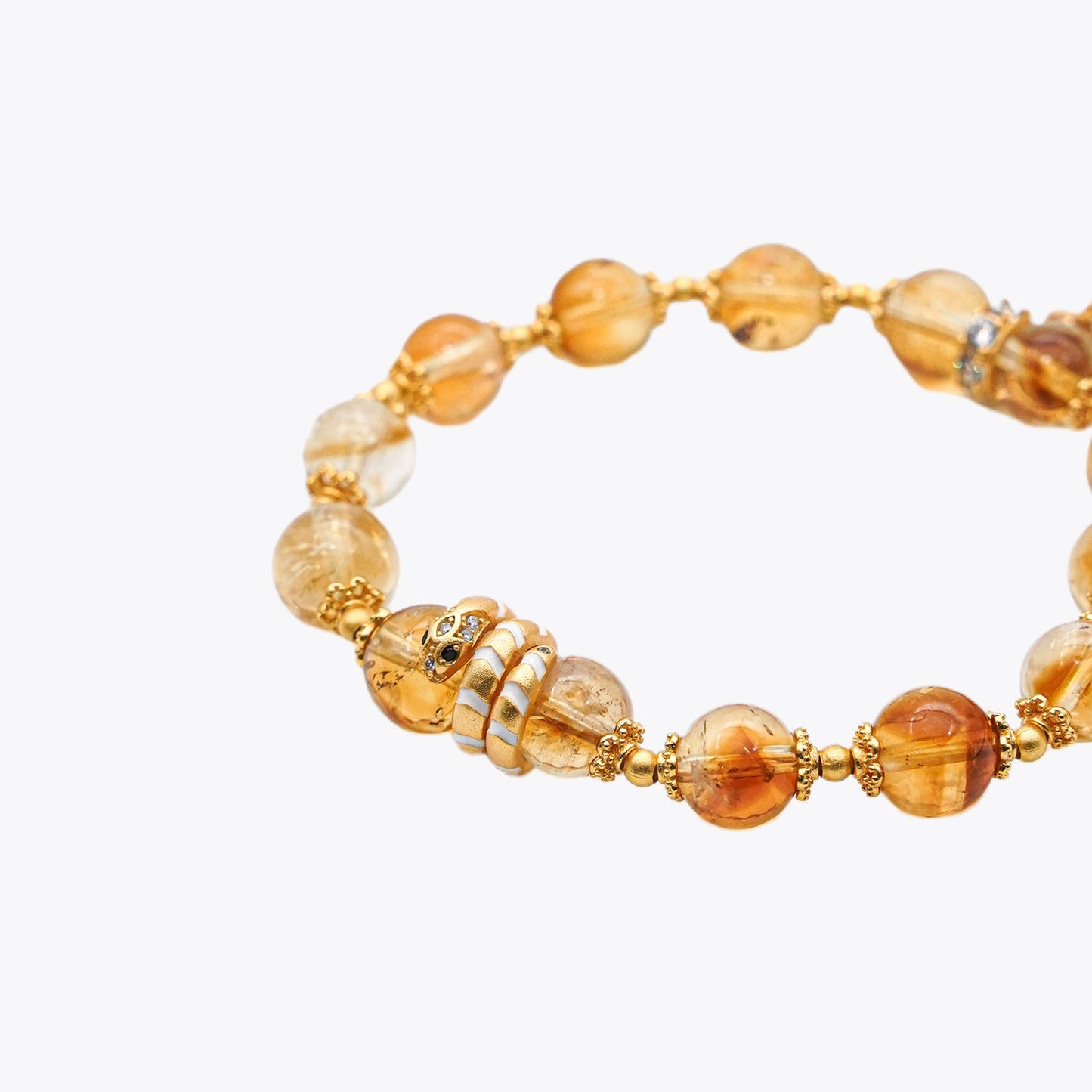 Golden Serpent Fortune Coil Lucky Crystal Bracelet