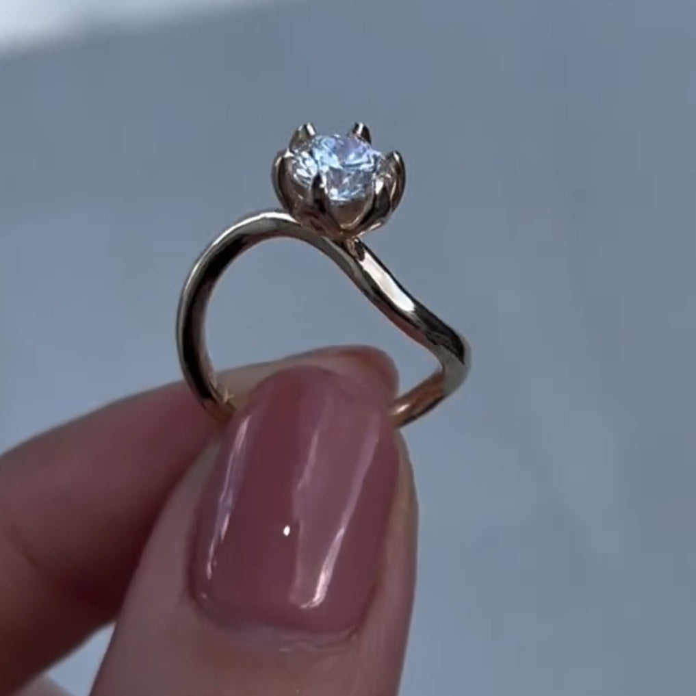 The "Mobius Rose" Solitaire Ring: 2.0 Ct Moissanite Infinity Twist 14K Gold Vermeil Engagement Ring