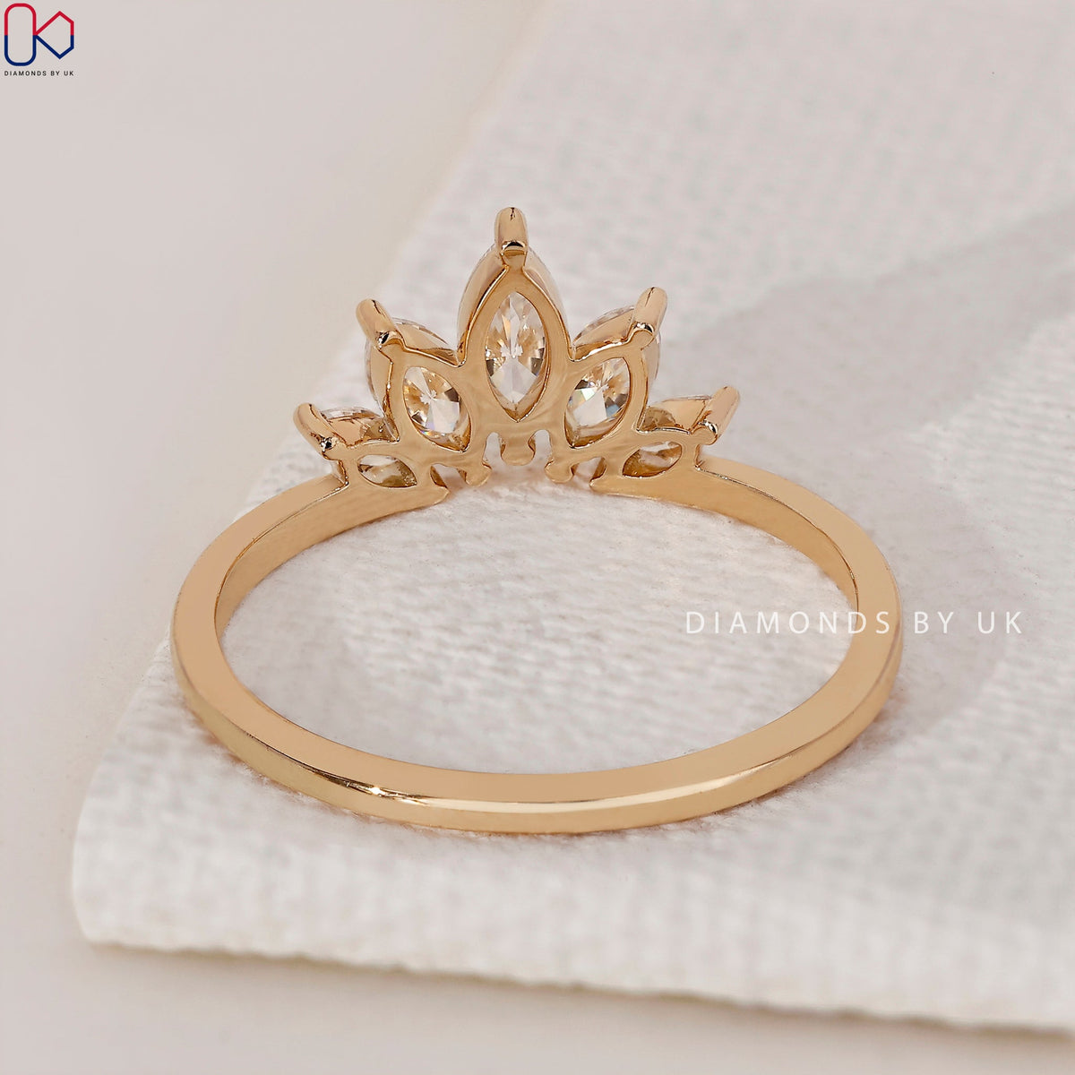 Tiara Wedding Band - Marquise Diamonds