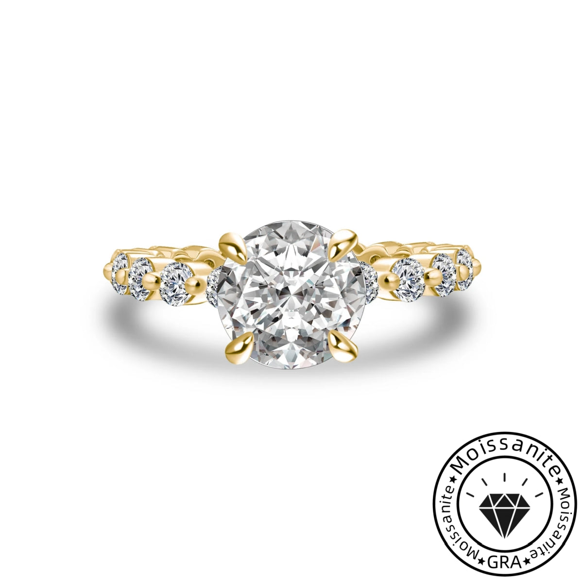 Intriguing Solarii Moissanite 2.0ct Round Cut 925 Sterling Silver Pave Engagement Ring
