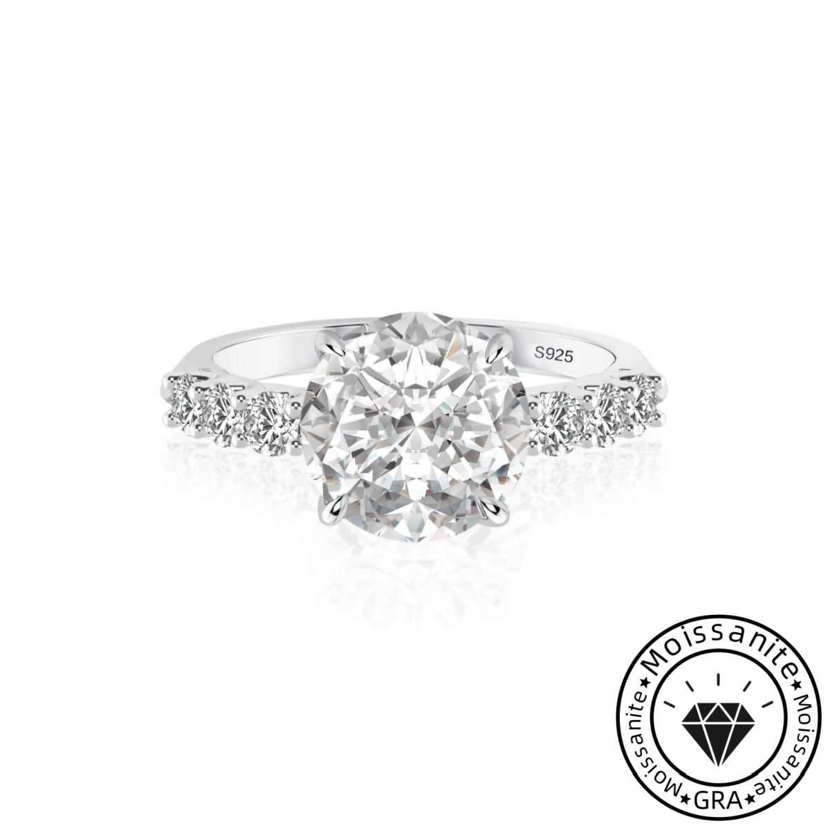 Lavish Solarii Moissanite 4.0ct Round Cut 925 Sterling Silver Pave Engagement Ring
