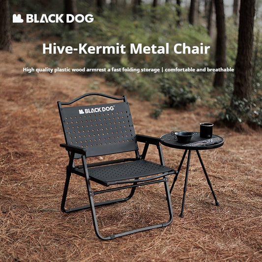 BLACKDOG HIVE Kermit Metal Chair Portable Lightweight Outdoor Folding Fishing Chair Breathable Moon Armchair Honeycomb Design Load Bearing Up To 112kg