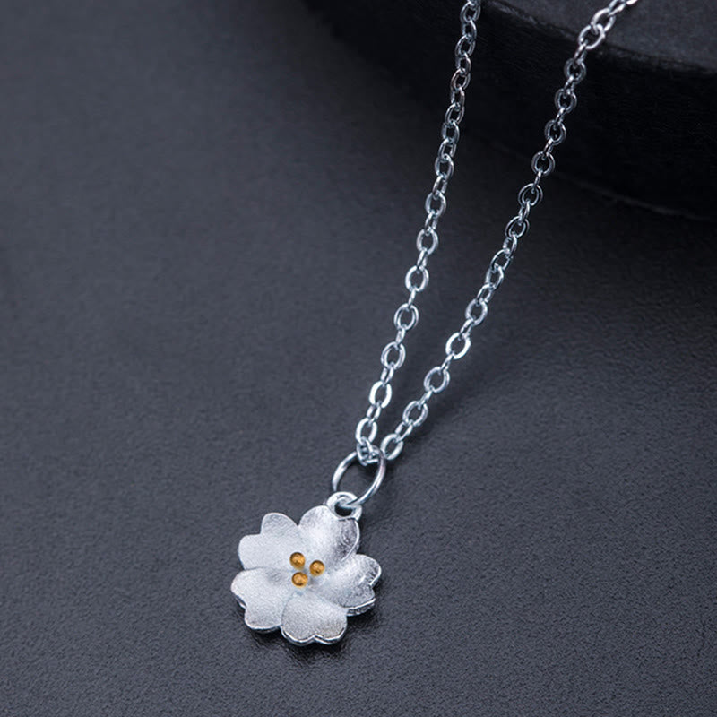 Fortune Jewel 925 Sterling Silver Cherry Blossom Flower Blessing Necklace Pendant