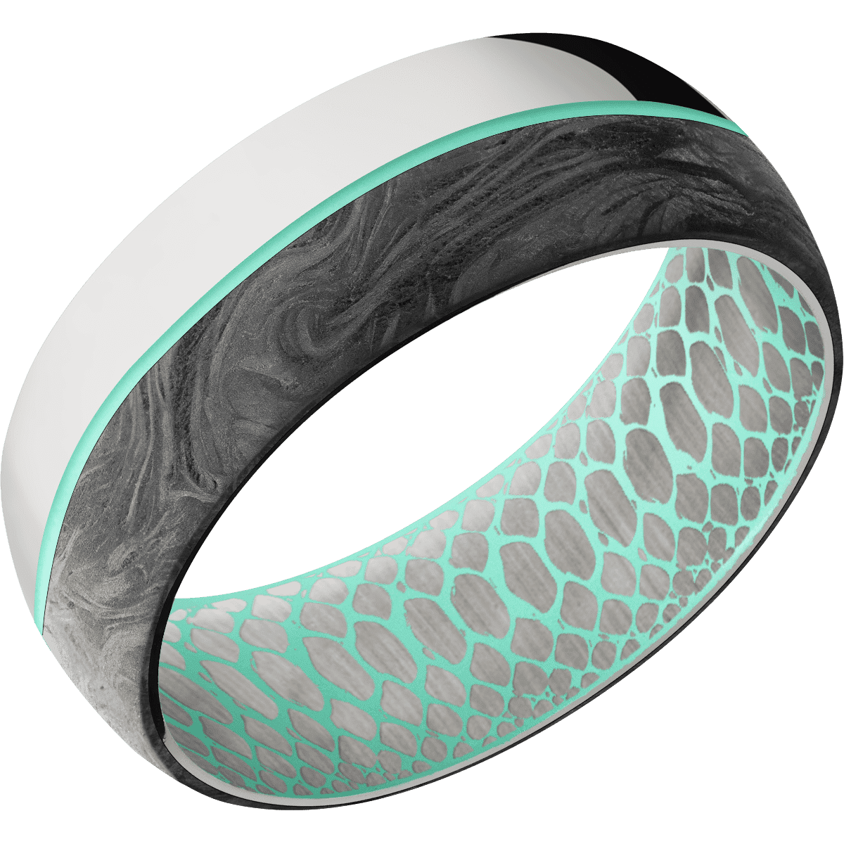 10K White Gold + Polish Finish + Robins Egg Blue