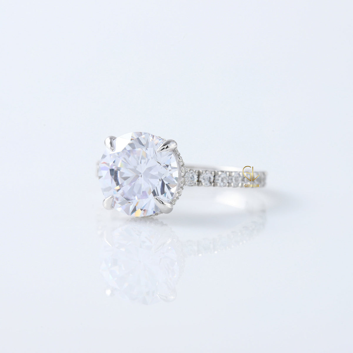 4ct Round Cut Lab Grown Diamond Accent Ring - Hidden Halo