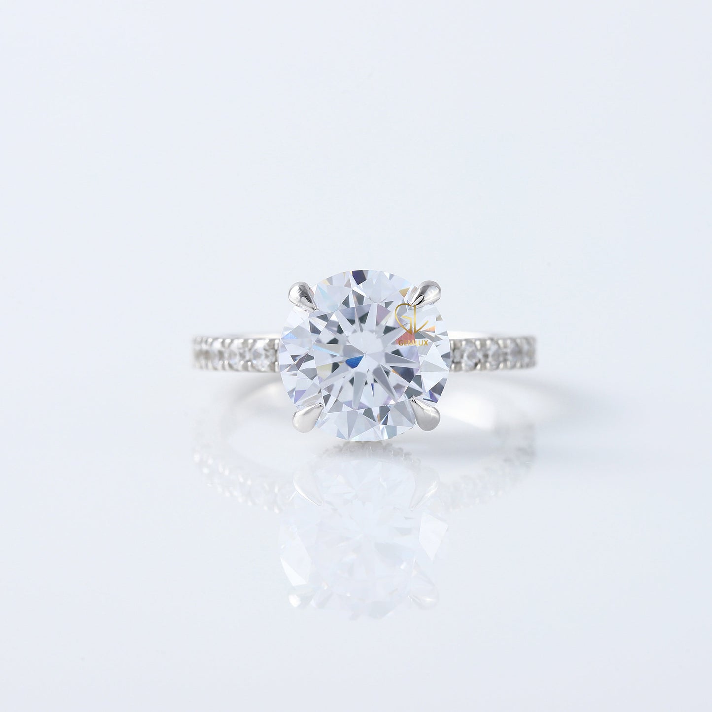 4ct Round Cut Lab Grown Diamond Accent Ring - Hidden Halo