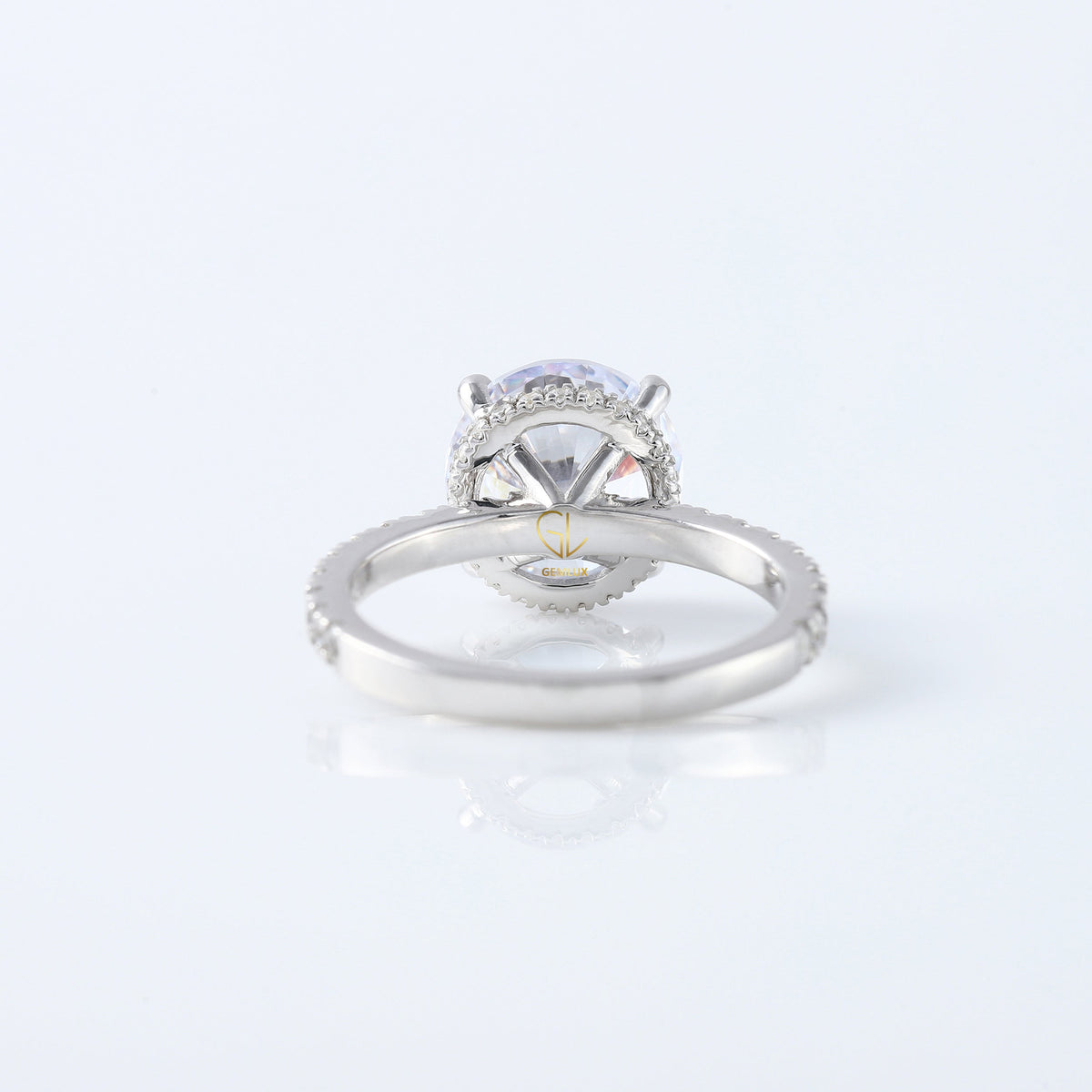 4ct Round Cut Lab Grown Diamond Accent Ring - Hidden Halo