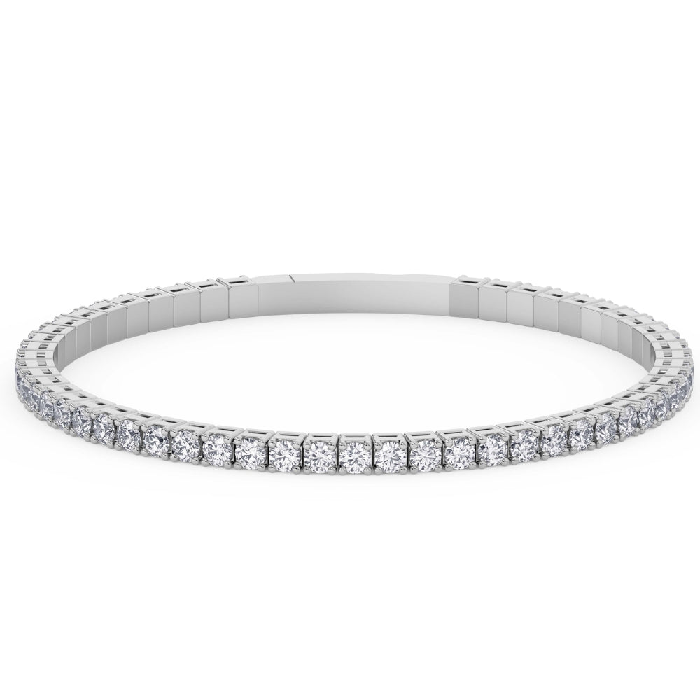 4Ct Diamond Flexible Oval Bangle Women's Bracelet 14k White Gold Lab Grown