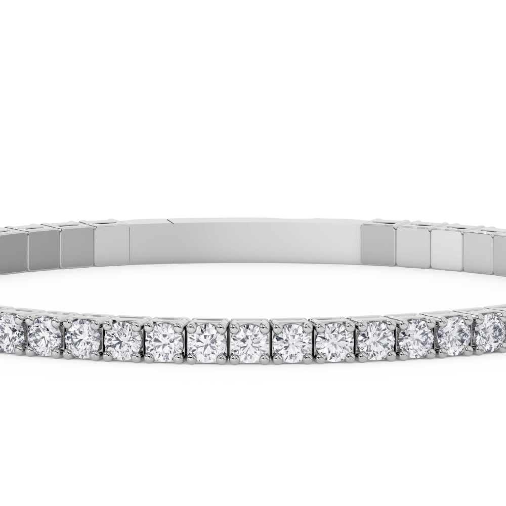4Ct Diamond Flexible Oval Bangle Women's Bracelet 14k White Gold Lab Grown