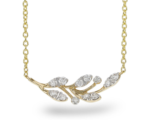 14KY Diamond Feather Necklace